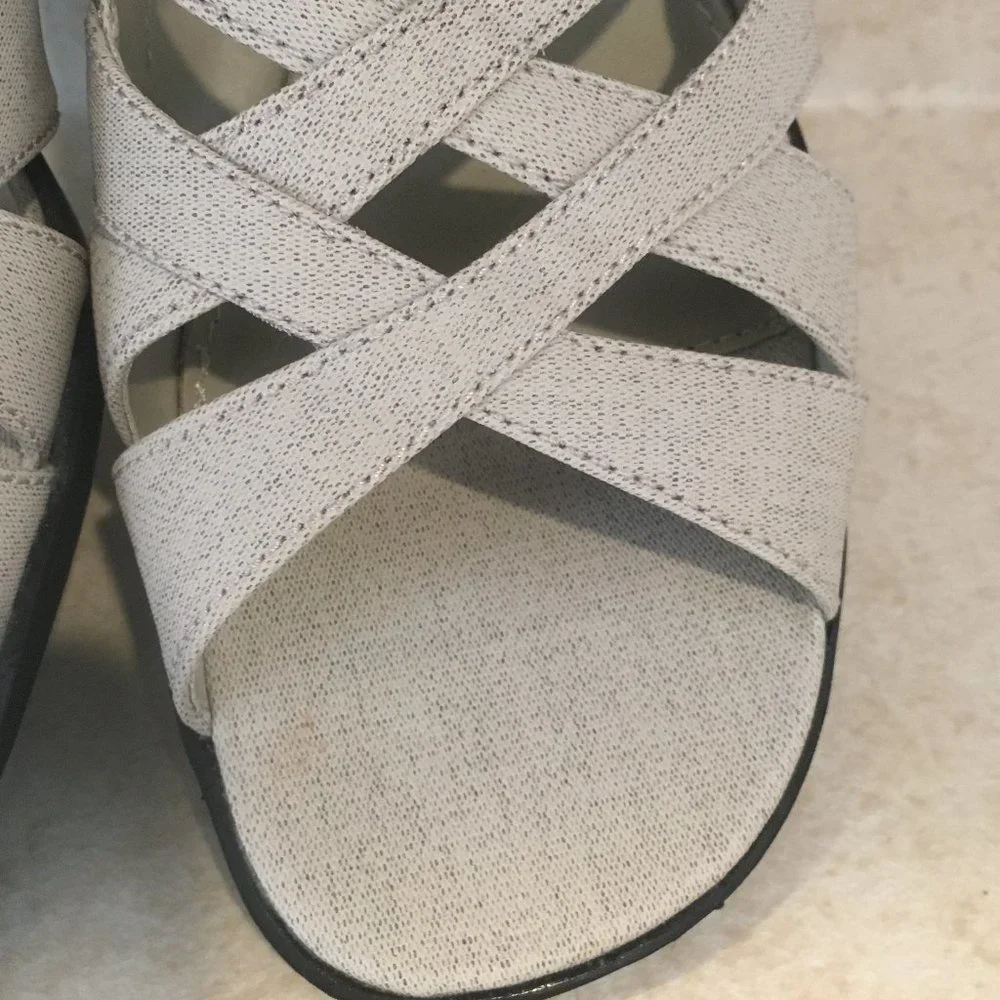 White Stag Linen Open Toe Slip On Sandals